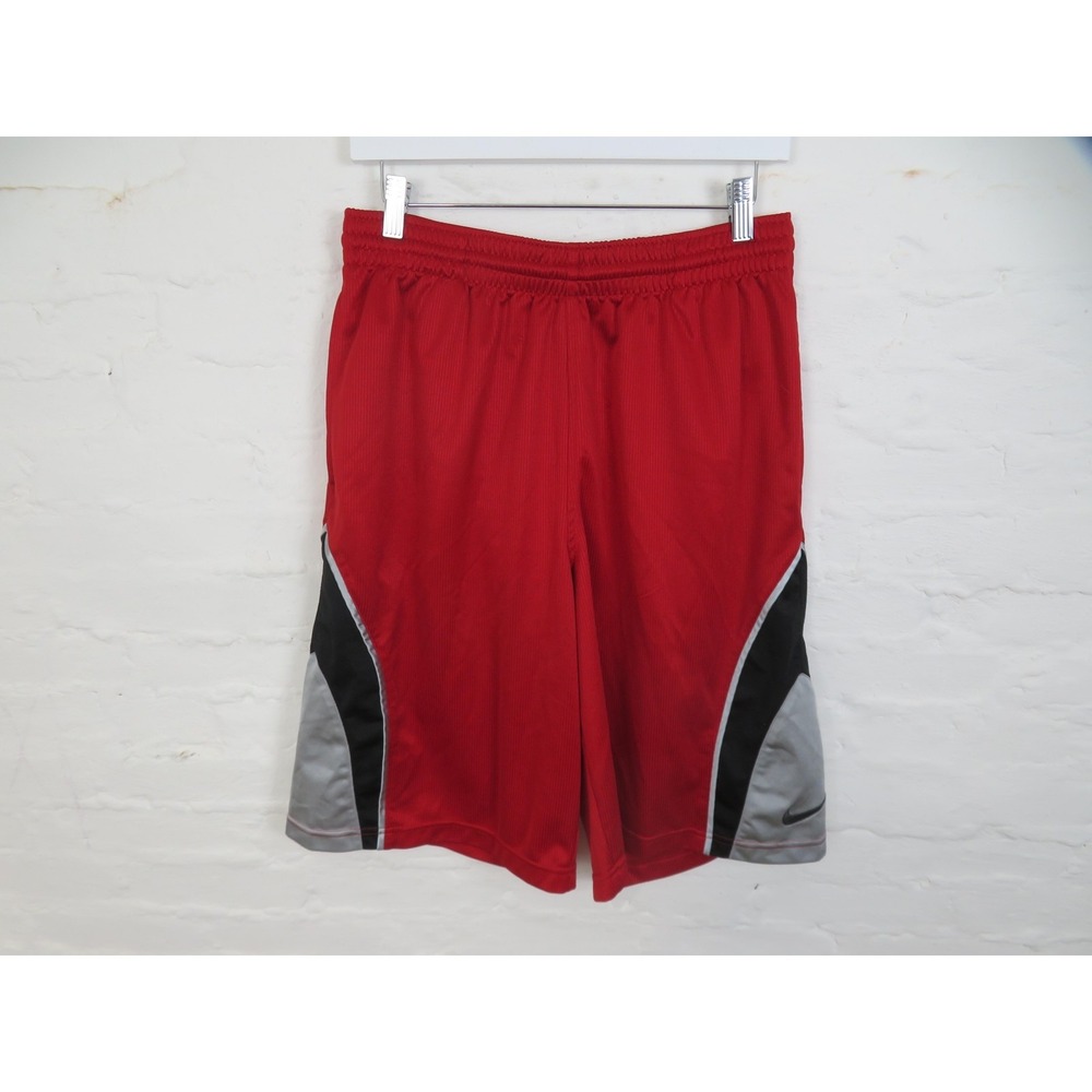 Vtg Nike Basketball Shorts Mens Medium Shiny Dazzle Red Gray 11" Baggy Pockets